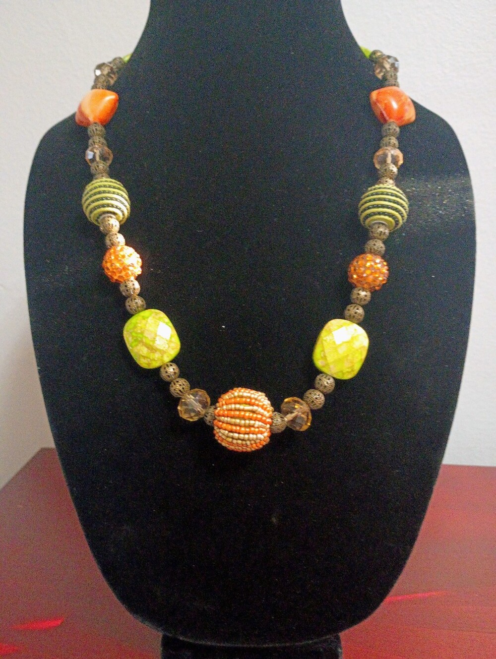 Fall Colors in this Large Beaded Necklace